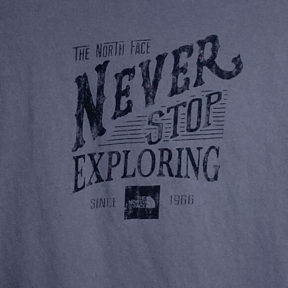 The North Face T-Shirt Mens Small Gray Logo Graphic Tee Never Stop Exploring - Picture 2 of 5